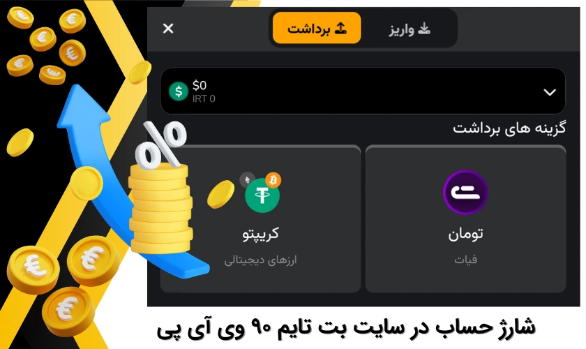 شارژ حساب در سایت بت تایم 90 وی آی پی